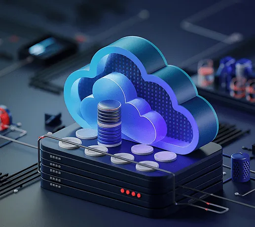 Secure cloud and data infrastructure illustration